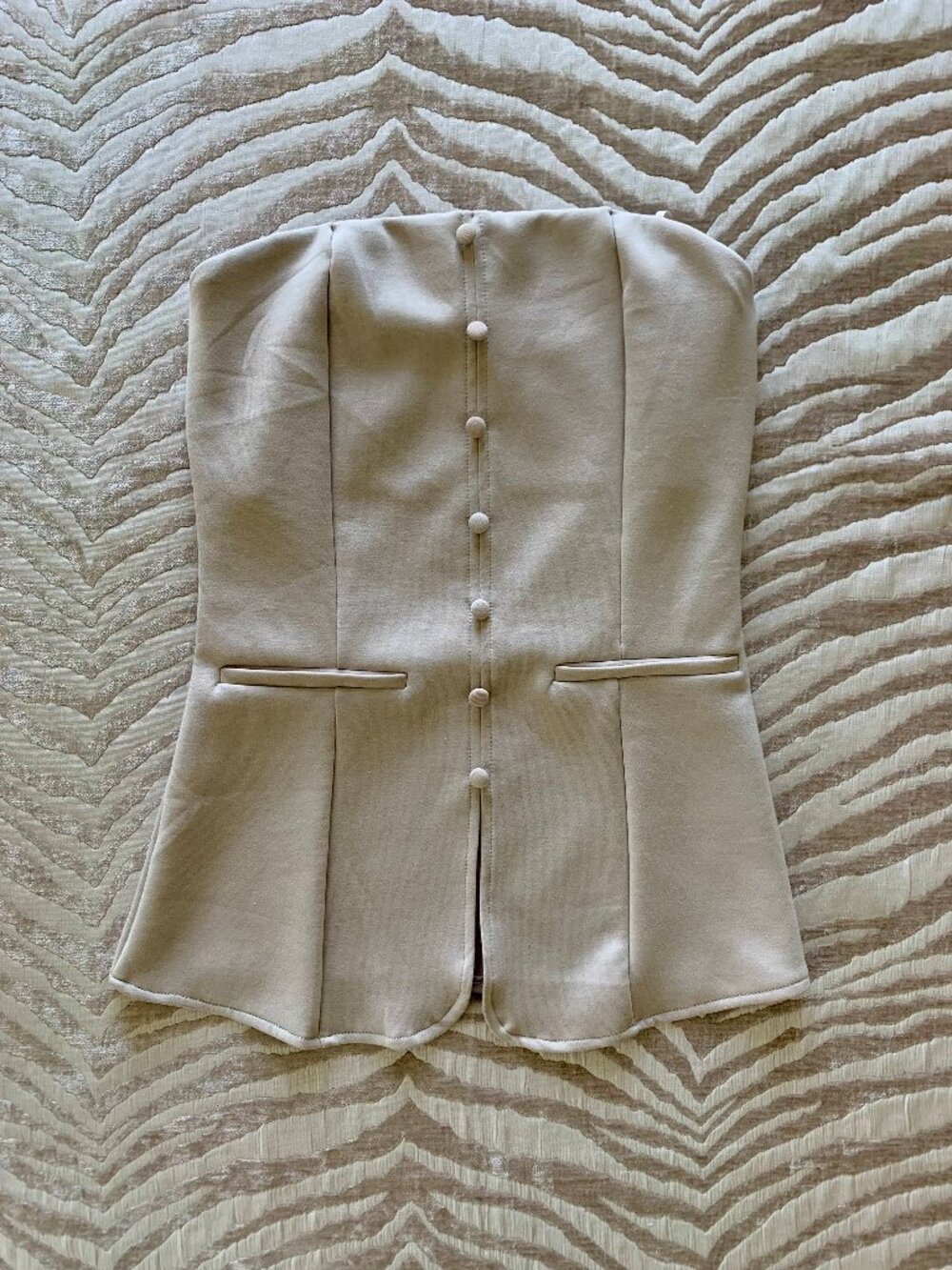 Peplum Tailored Strapless Top Faux Button Down Bustier